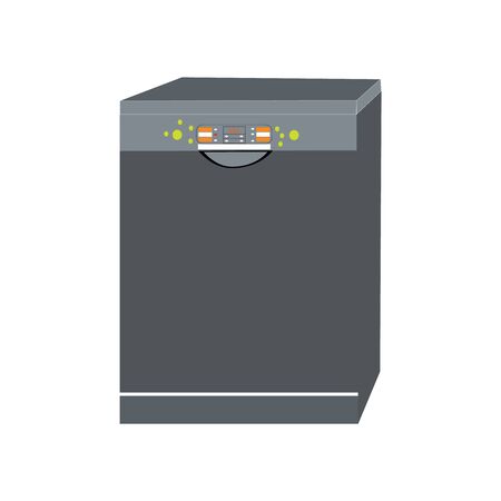 Dark grey smart dishwasher on a white backdropのイラスト素材