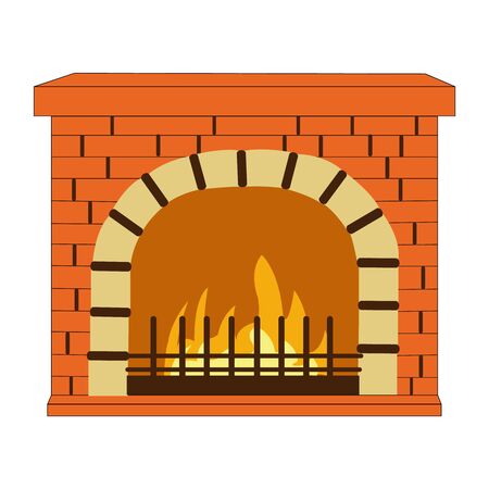 A Beautifully Drawn Brick Fire Place on Whiteのイラスト素材