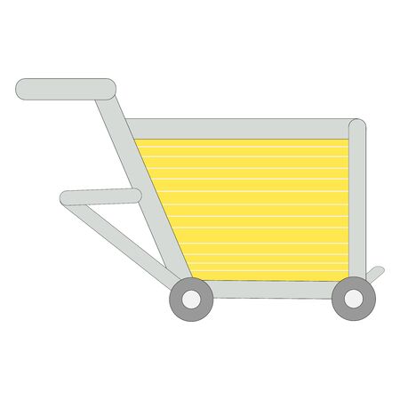 A beautifully drawn light yellow and metal shopping cartのイラスト素材