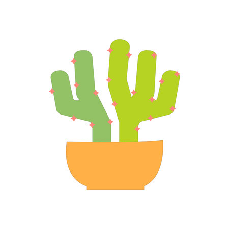 A Green Cactus In A Pot On Whiteのイラスト素材