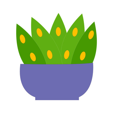A Green Plant In A Blue Pot On Whiteのイラスト素材