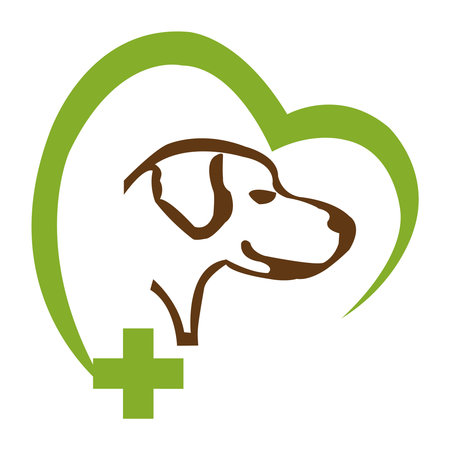 A green heart around a dog on white backdropのイラスト素材