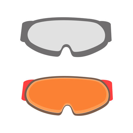 Orange and White Skii Goggles on White Backdropのイラスト素材