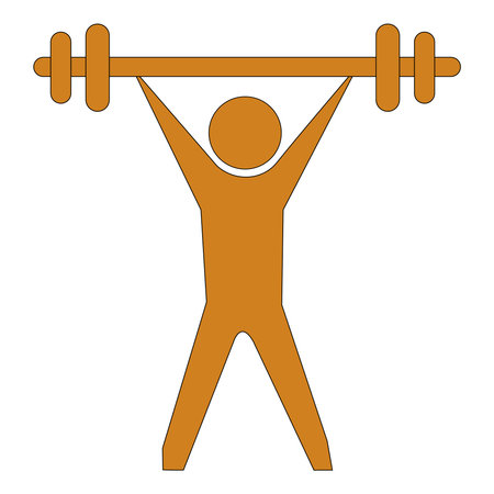 Brown vector illustration of a man lifting bar weightのイラスト素材