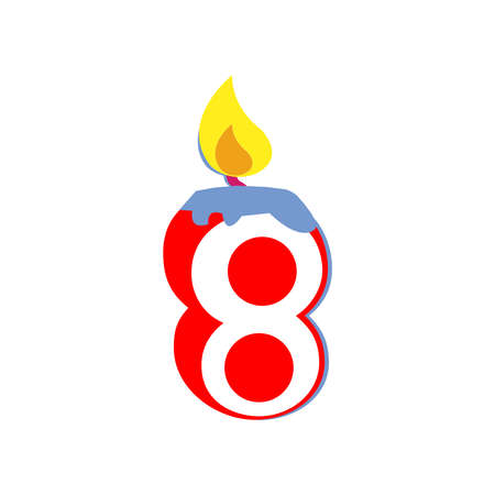 number eight birthday candle on clean white backdropのイラスト素材