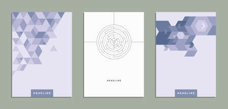 Abstract geometric technological company brochure. Corporate identity flyer. Vector set business presentation.のイラスト素材