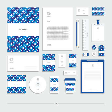 Abstract geometric technological corporate identity. Stationery set. Creative design.のイラスト素材
