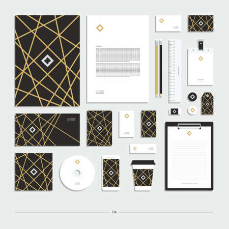 Abstract geometric technological corporate identity. Stationery set. Creative design.のイラスト素材