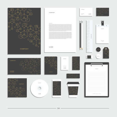 Abstract geometric technological corporate identity. Stationery set. Creative design.のイラスト素材