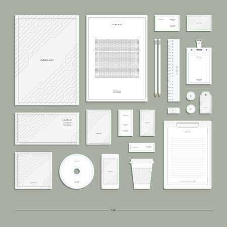 Abstract geometric technological corporate identity. Stationery set. Creative design.のイラスト素材