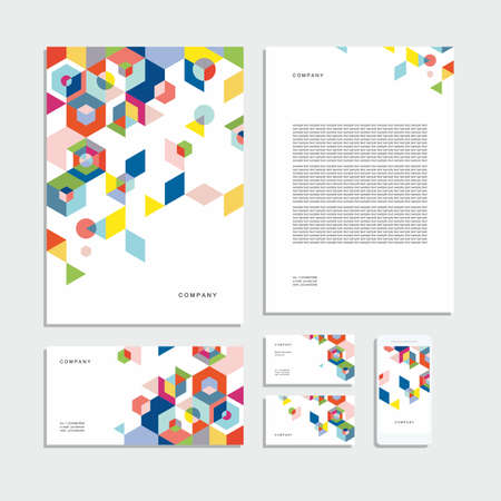 Abstract geometric technological corporate identity. Stationery set. Creative design.のイラスト素材