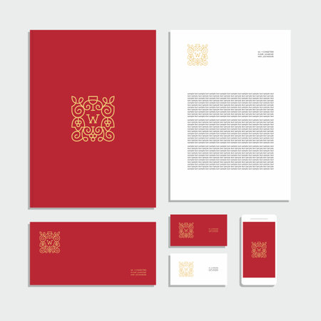 Abstract geometric corporate identity with sign. Stationery set. Creative design.のイラスト素材