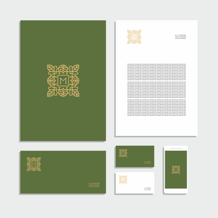 Abstract geometric corporate identity with sign. Stationery set. Creative design.のイラスト素材