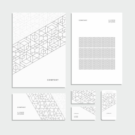 Abstract geometric technological corporate identity. Stationery set. Creative design.のイラスト素材