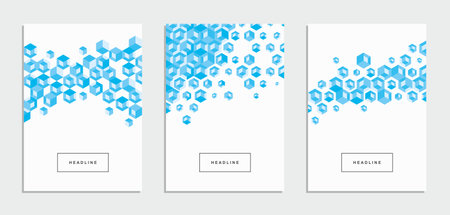 Abstract geometric technological company brochure. Corporate identity flyer. Vector set business presentation.のイラスト素材