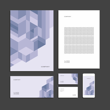 Abstract geometric technological corporate identity. Stationery set. Creative design.のイラスト素材