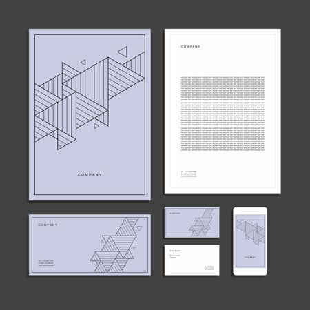 Abstract geometric technological corporate identity. Stationery set. Creative design.のイラスト素材