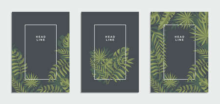 Company brochure with tropical leaves. Vector business flyer.のイラスト素材