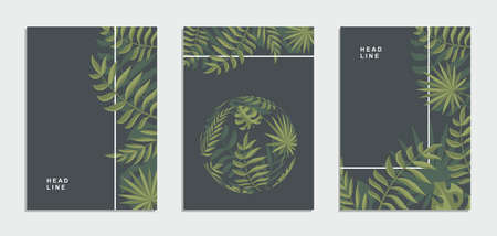 Company brochure with tropical leaves. Vector business flyer.のイラスト素材