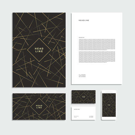 Abstract geometric technological corporate identity. Stationery set.のイラスト素材