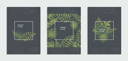 Company brochure with tropical leaves. Vector business flyer.のイラスト素材