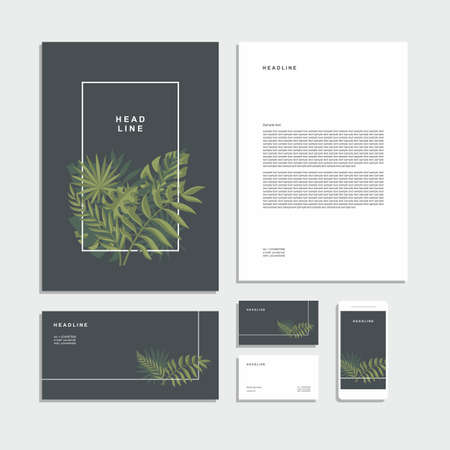 Corporate identity with tropical leavesのイラスト素材