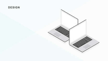 3d isometric flat laptop design. Vector notebook illustration.のイラスト素材