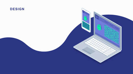 3d isometric flat laptop design. Vector mobile illustration.のイラスト素材