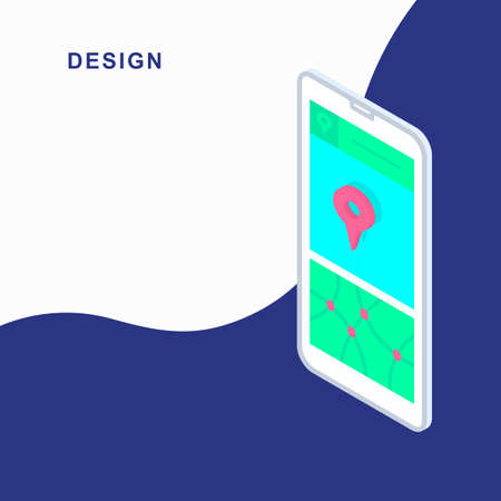 3d isometric flat mobile location indicator designのイラスト素材