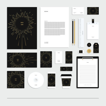 Abstract geometric technological corporate identity. Stationery set.のイラスト素材