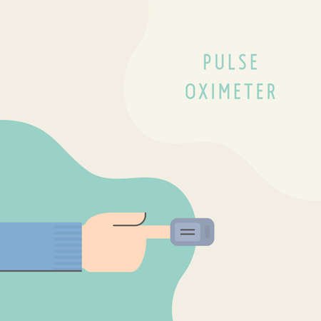 illustration of hand measuring a pulse oximeterのイラスト素材