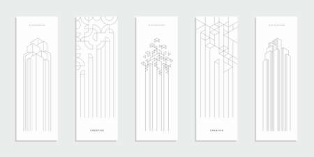 Architectural construction company brochure. Vector geometric technology business flyer.のイラスト素材