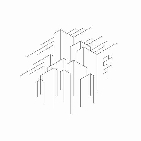 Abstract architectural construction. Geometric technological background.のイラスト素材