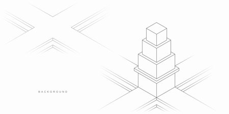 Abstract geometric background with cubes and lines. Vector illustration.のイラスト素材