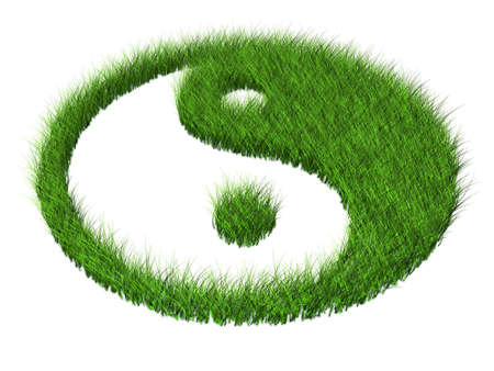 green grass yang symbol religionの写真素材