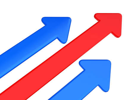 red and blue arrowの写真素材