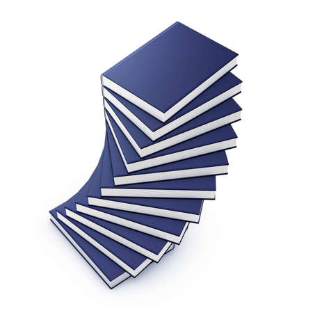 stack of books with blue coverの写真素材