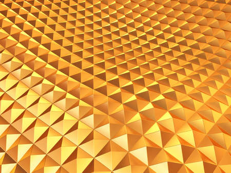 gold metal pyramid abstract backgroundの写真素材
