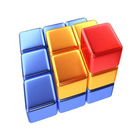 coloured pyramid from boxes isolated