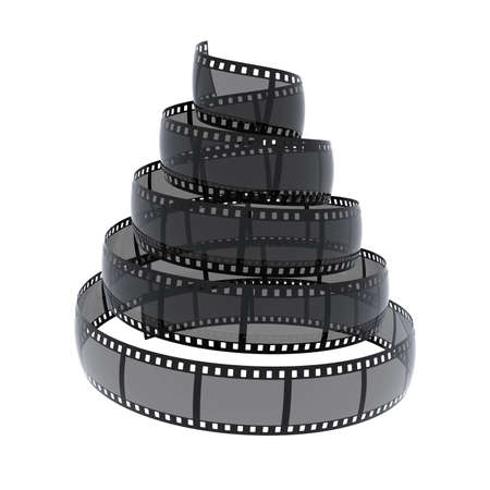 cinefilm spiral isolated on whiteの写真素材