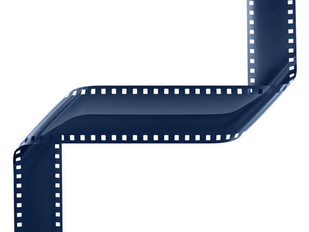 blue film strip on whiteの写真素材