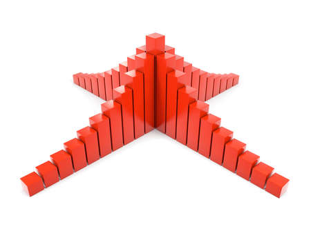 crossed red graph isolated on white\rの写真素材