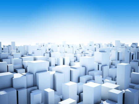 cityscape of abstract blue cubes cityの写真素材