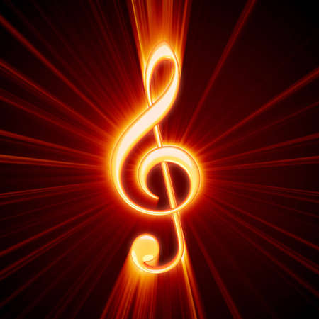 shiny orange treble clef symbolの写真素材