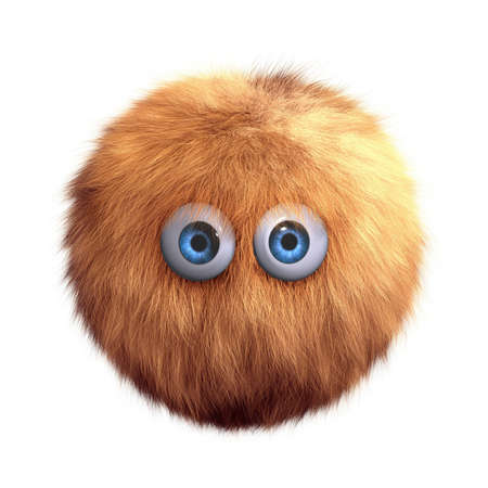 hairy ball toy isolated on whiteの写真素材