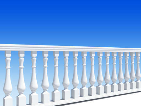 white balustrade on sky background