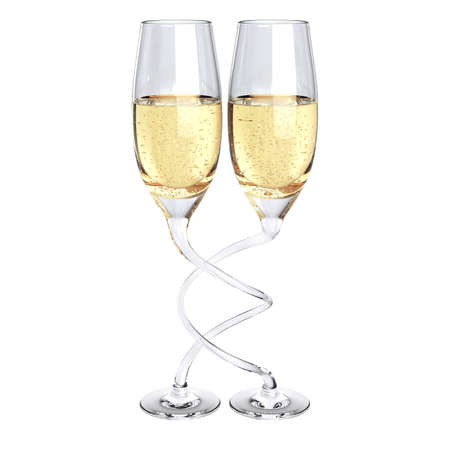 two twisted champagne glass isolatedの写真素材