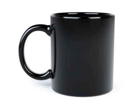 black coffee mug isolated on whiteの写真素材