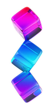 abstract color cubes isolated on whiteの写真素材