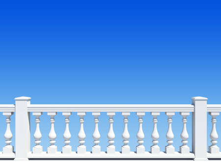 balustrade with pillar on sky backgroundの写真素材
